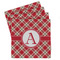 Red & Tan Plaid Set of 4 Sandstone Coasters - Front View