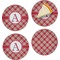 Red & Tan Plaid Set of Appetizer / Dessert Plates