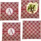 Red & Tan Plaid Set of 4 Glass Square Lunch / Dinner Plate 9.5" (Personalized)