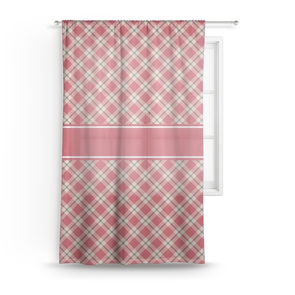 Custom Red & Tan Plaid Sheer Curtain - 50"x84"