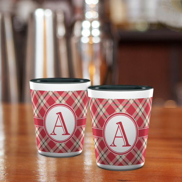 Red & Tan Plaid Shot Glass - Two Tone - LIFESTYLE