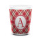 Red & Tan Plaid Shot Glass - White - FRONT