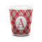 Red & Tan Plaid Ceramic Shot Glass - 1.5 oz - White - Single (Personalized)