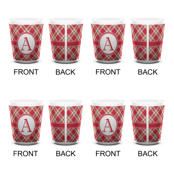 Red & Tan Plaid Shot Glass - White - Set of 4 - APPROVAL