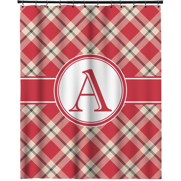 Custom Red & Tan Plaid Extra Long Shower Curtain - 70"x84" (Personalized)