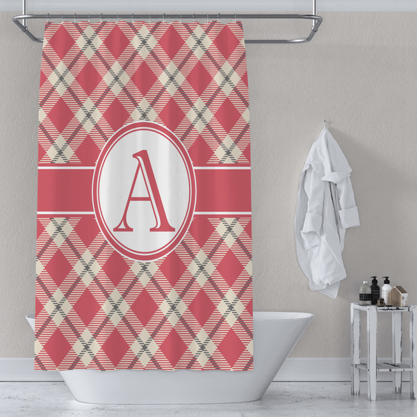 Red & Tan Plaid Shower Curtain Lifestyle