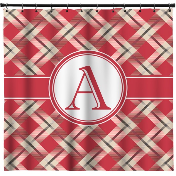 Custom Red & Tan Plaid Shower Curtain - Custom Size (Personalized)