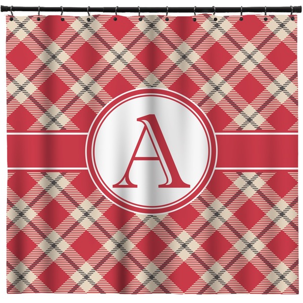 Custom Red & Tan Plaid Shower Curtain (Personalized)