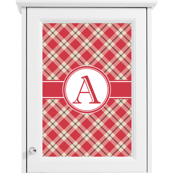 Red & Tan Plaid Single White Cabinet Decal