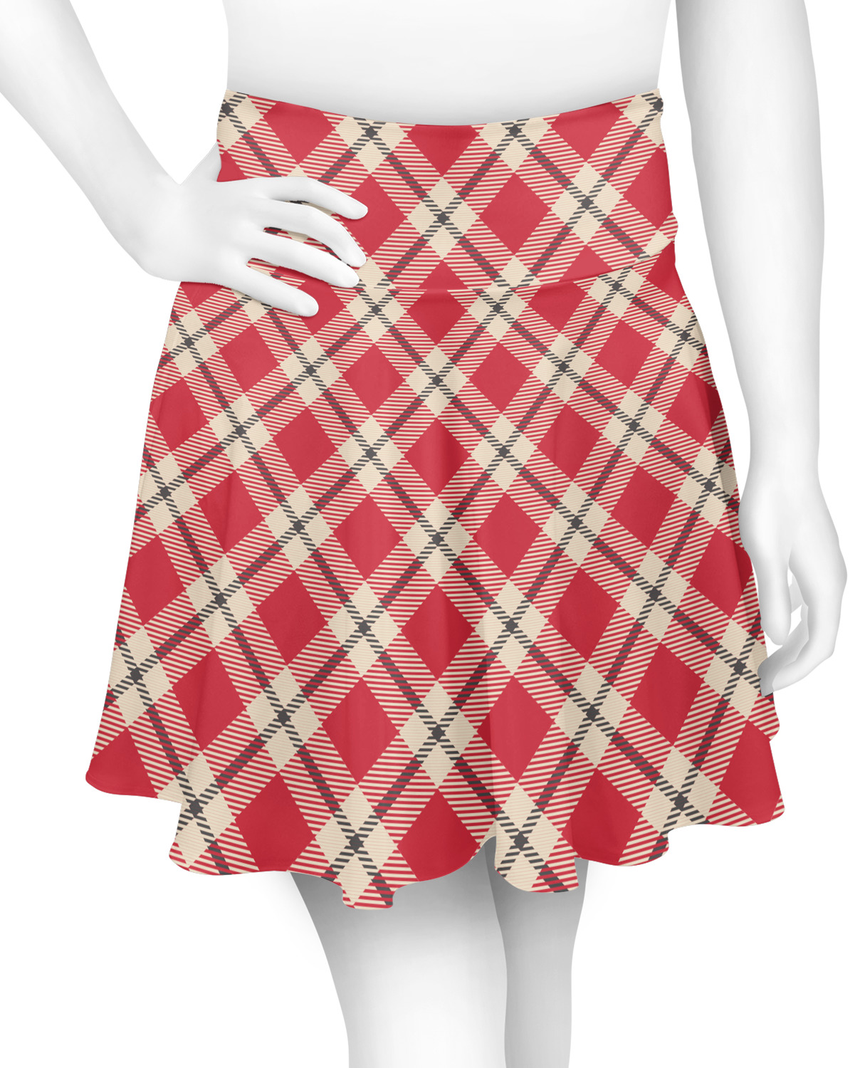 Custom Red & Tan Plaid Skater Skirt | YouCustomizeIt