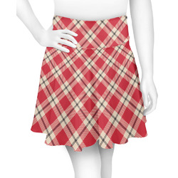 Red & Tan Plaid Skater Skirt - X Large