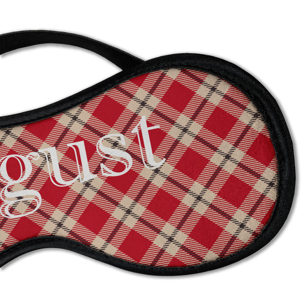Red & Tan Plaid Sleeping Eye Mask - DETAIL Large