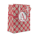 Red & Tan Plaid Small Gift Bag (Personalized)