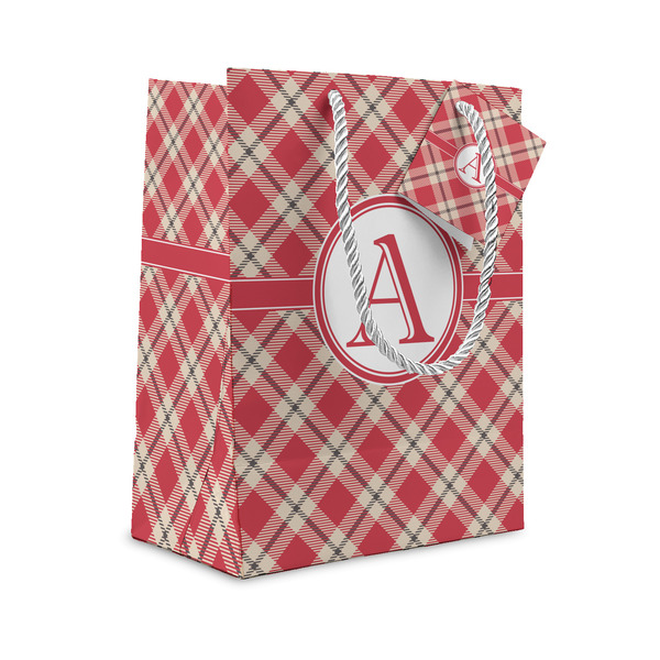 Custom Red & Tan Plaid Gift Bag (Personalized)