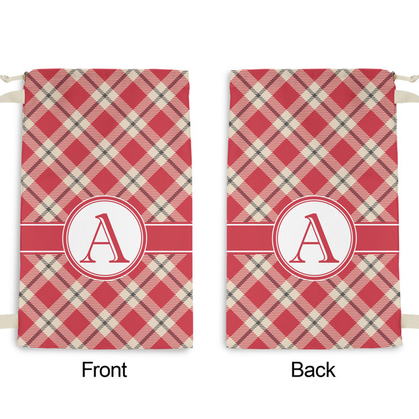Red & Tan Plaid Small Laundry Bag - Front & Back View