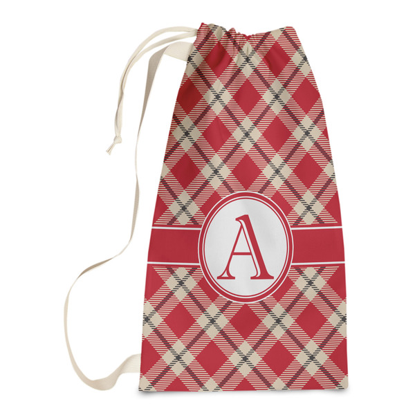 Custom Red & Tan Plaid Laundry Bags - Small (Personalized)