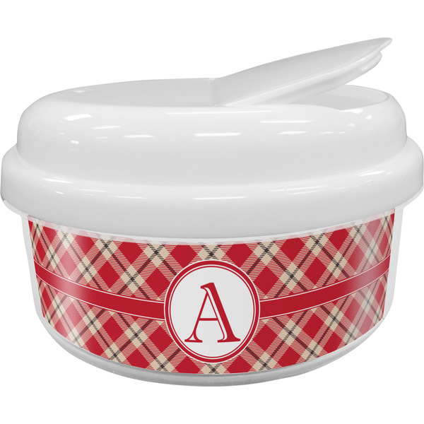 Custom Red & Tan Plaid Snack Container (Personalized)