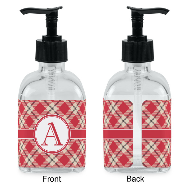 Red & Tan Plaid Glass Soap/Lotion Dispenser - Approval