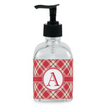 Red & Tan Plaid Glass Soap & Lotion Bottle - Single Bottle (Personalized)