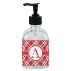 Red & Tan Plaid Glass Soap & Lotion Bottle - Single Bottle (Personalized)