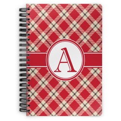 Red & Tan Plaid Spiral Notebook (Personalized)