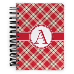 Red & Tan Plaid Spiral Notebook - 5x7 w/ Initial