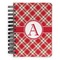 Red & Tan Plaid Spiral Journal Small - Front View