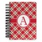 Red & Tan Plaid Spiral Notebook - 5x7 w/ Initial