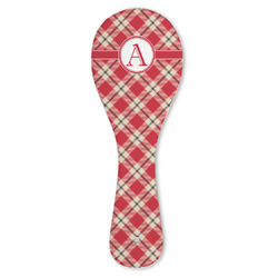 Red & Tan Plaid Ceramic Spoon Rest (Personalized)