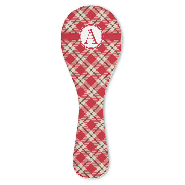 Custom Red & Tan Plaid Ceramic Spoon Rest (Personalized)