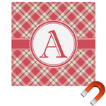 Red & Tan Plaid Square Car Magnet - 6" (Personalized)