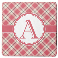 Red & Tan Plaid Square Rubber Backed Coaster (Personalized)