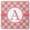 Red & Tan Plaid Square Rubber Backed Coaster (Personalized)