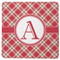 Red & Tan Plaid Square Rubber Backed Coaster (Personalized)
