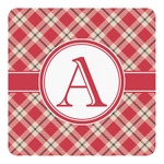 Red & Tan Plaid Square Decal - Small (Personalized)