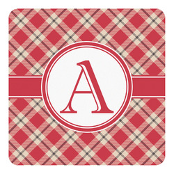 Red & Tan Plaid Square Decal - Medium (Personalized)