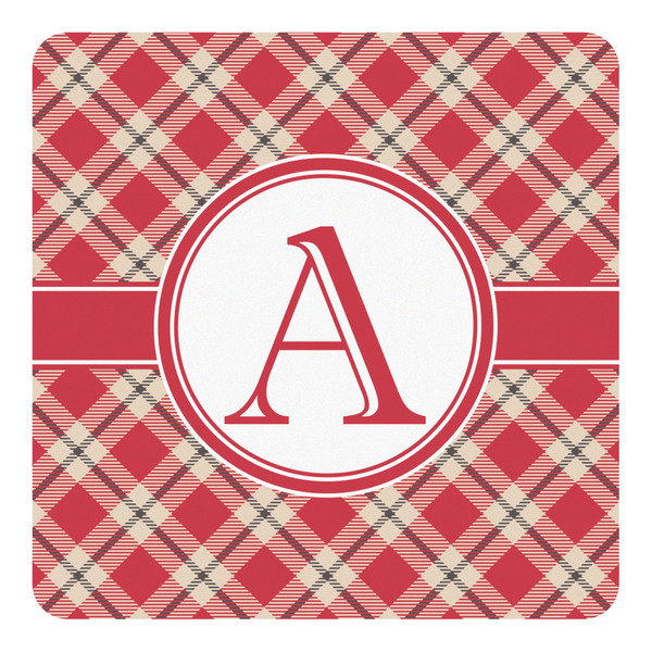 Custom Red & Tan Plaid Square Decal - Small (Personalized)