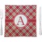 Red & Tan Plaid 9.5" Glass Square Lunch / Dinner Plate- Single or Set of 4 (Personalized)