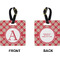Red & Tan Plaid Square Luggage Tag (Front + Back)
