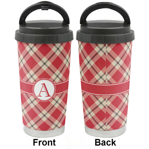 Red & Tan Plaid Stainless Steel Travel Cup - Apvl