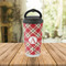 Red & Tan Plaid Stainless Steel Travel Cup Lifestyle