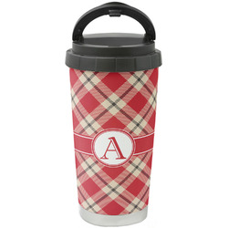 Red & Tan Plaid Stainless Steel Coffee Tumbler (Personalized)