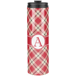 Red & Tan Plaid Stainless Steel Skinny Tumbler - 20 oz (Personalized)