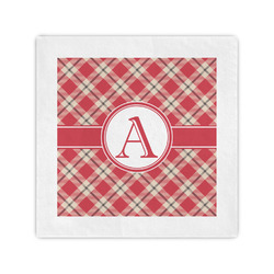 Red & Tan Plaid Cocktail Napkins (Personalized)