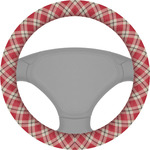 Red & Tan Plaid Steering Wheel Cover