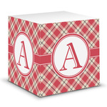 Red & Tan Plaid Sticky Note Cube (Personalized)