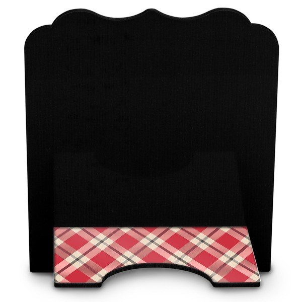 Red & Tan Plaid Stylized Tablet Stand - Back
