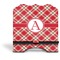 Red & Tan Plaid Stylized Tablet Stand - Front without iPad