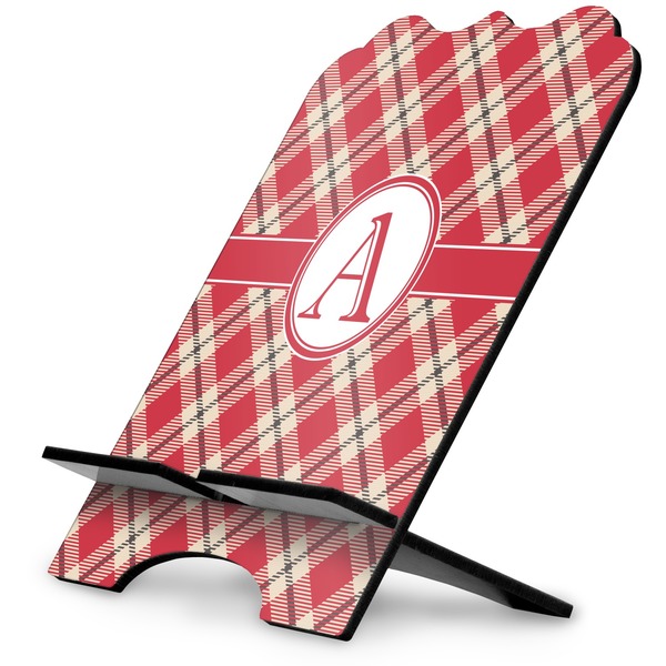 Custom Red & Tan Plaid Stylized Tablet Stand (Personalized)
