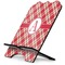 Red & Tan Plaid Stylized Tablet Stand - Side View
